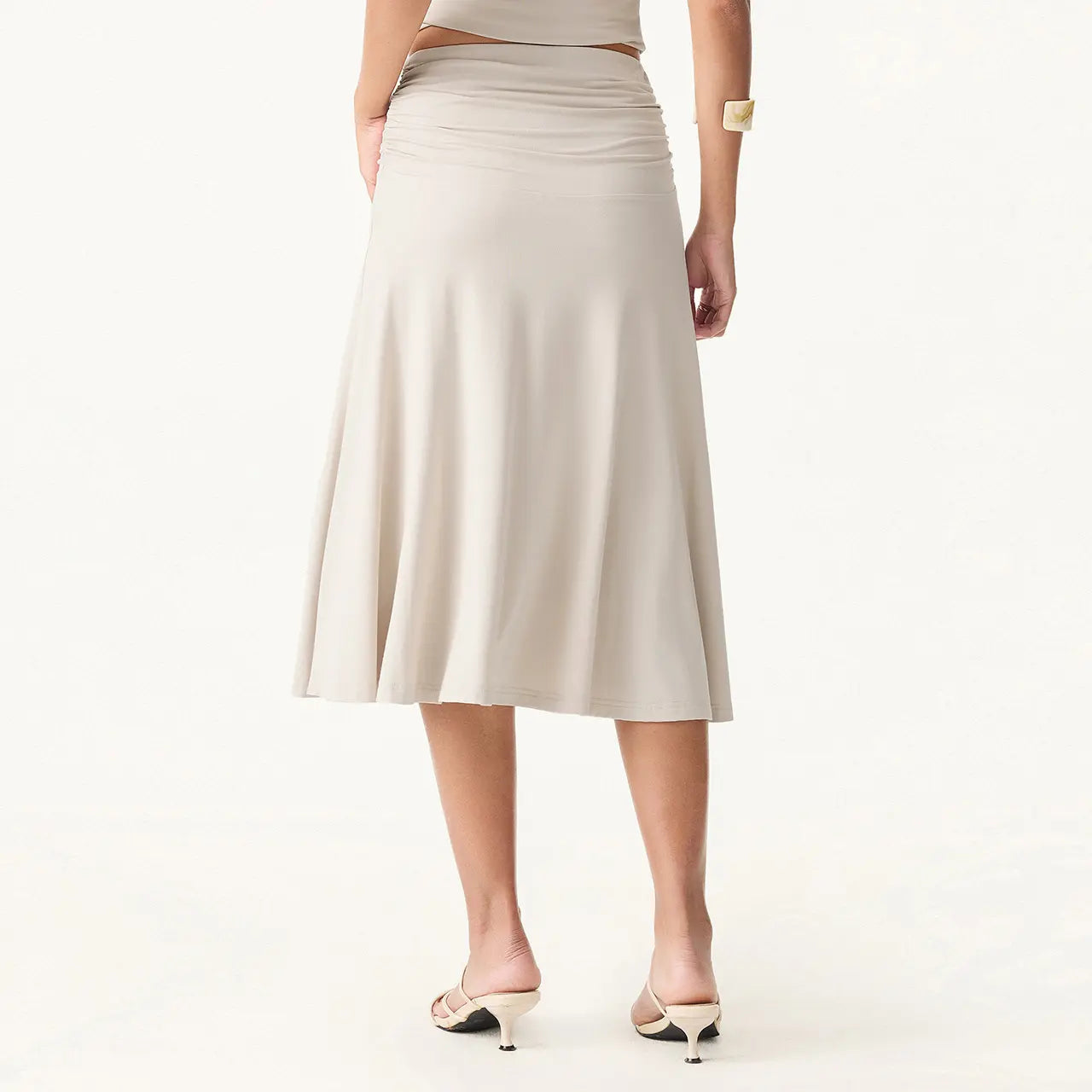 Flowy Ruched A-line Midi Skirt