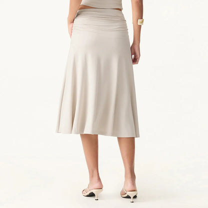 Flowy Ruched A-line Midi Skirt