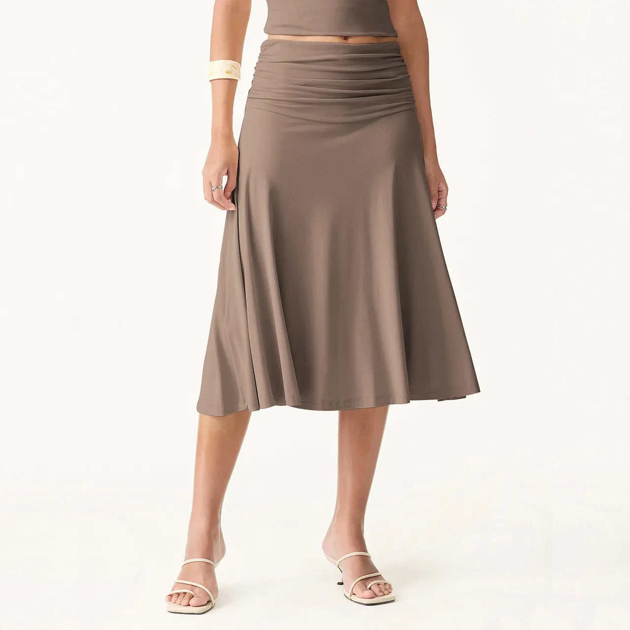 Flowy Ruched A-line Midi Skirt