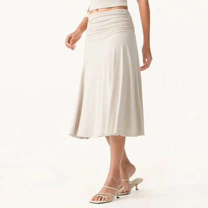 Flowy Ruched A-line Midi Skirt